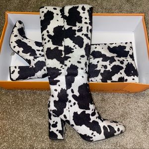 PUBLIC DESIRE cow print boots